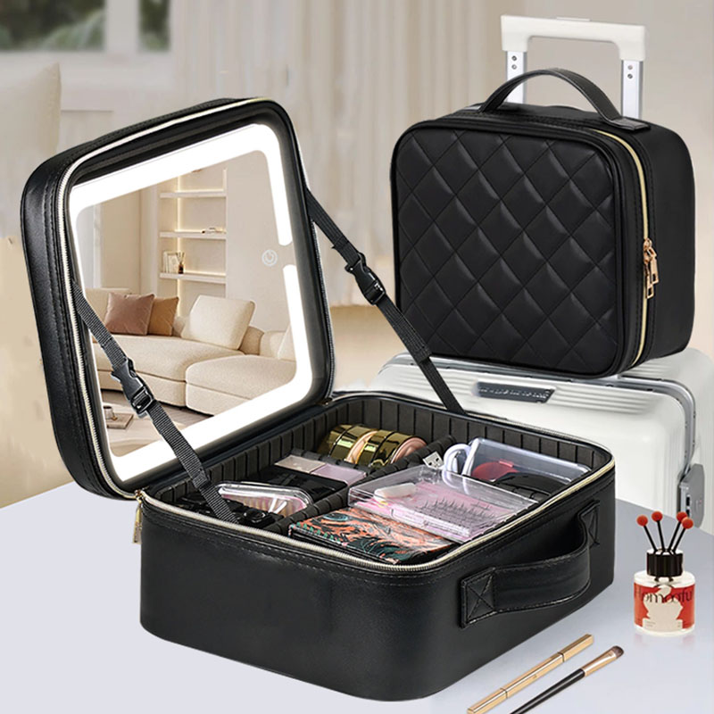 Beauty Zone Makeup - Duża kosmetyczka podróżna z lustrem LED,