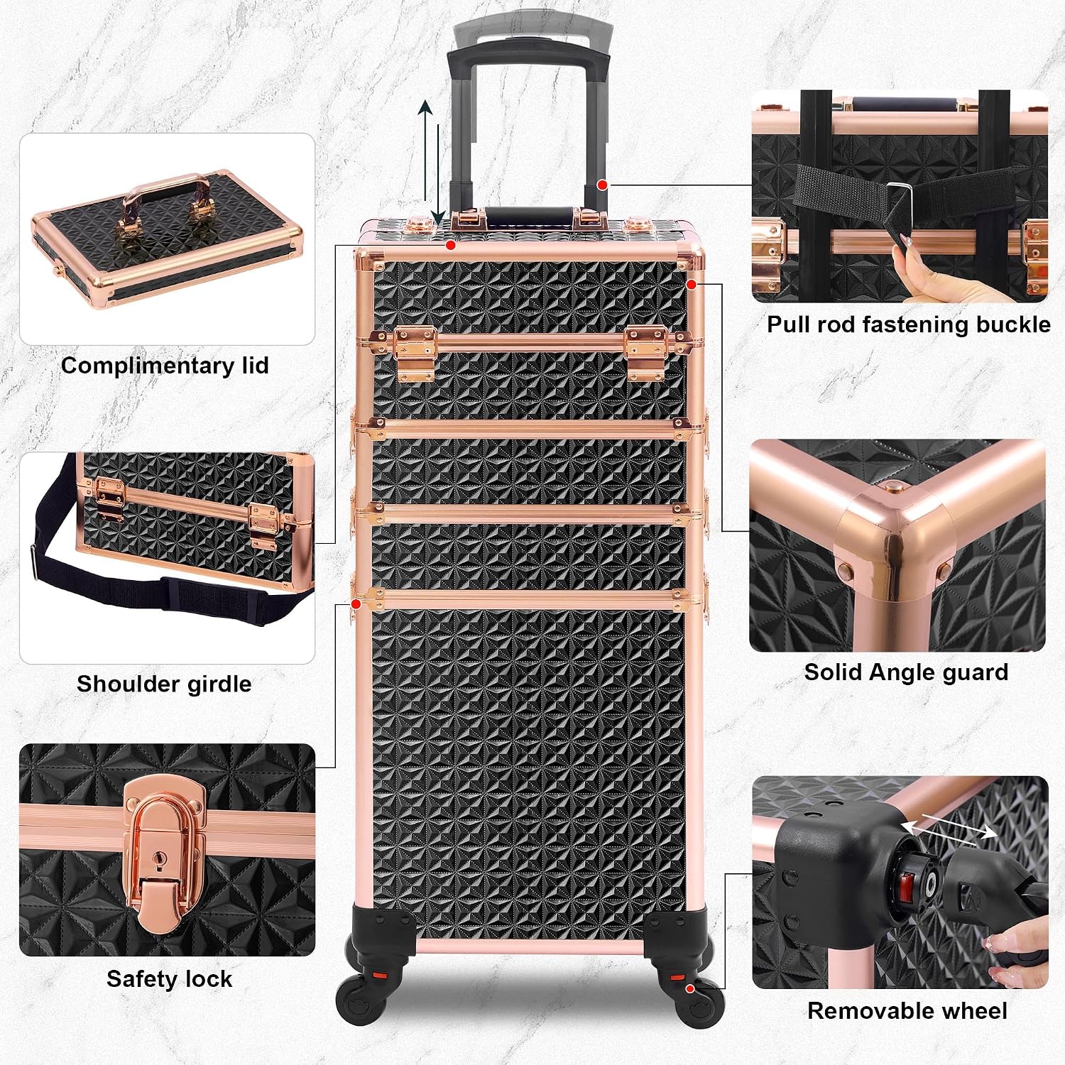 Czarno-złoty 5-w-1 wózek na ko – Makeup Organizer recenzja i cena